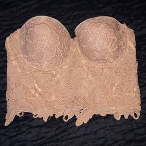 Embroidered Nude Bustier Top